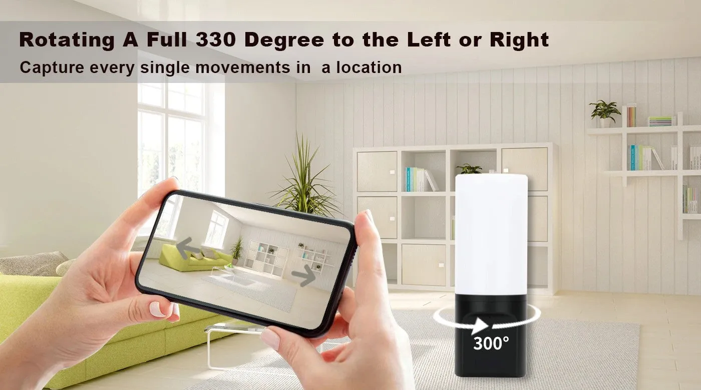 Tuya WiFi Wall Lamp with Smart Security Camera – Remote-Controlled Rotating Lens