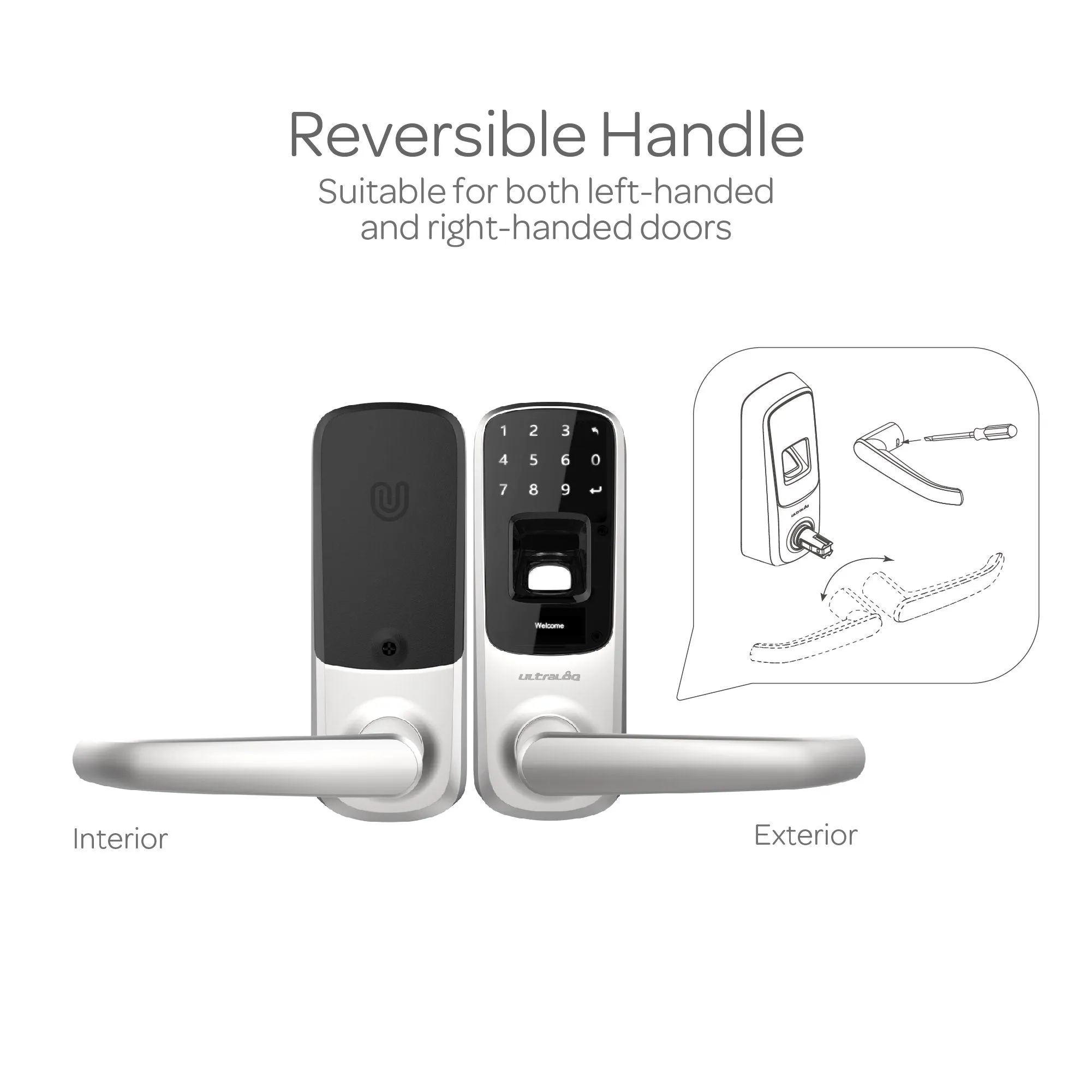 Ultraloq (Satin Nickel) UL3 BT Bluetooth Enabled Fingerprint and Touchscreen Keyless Smart Door Lock, 7" x 6.3" x 3.5"