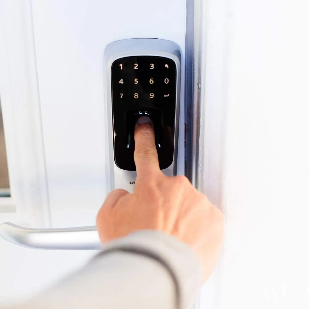 Ultraloq (Satin Nickel) UL3 BT Bluetooth Enabled Fingerprint and Touchscreen Keyless Smart Door Lock, 7" x 6.3" x 3.5"