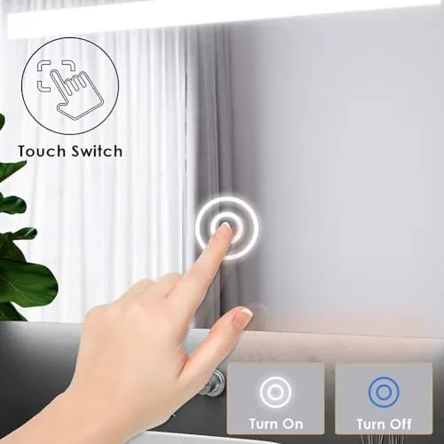 UNIQUE MIRROR Wall Mirror with Touch-Sensor Three Light-Changing Functions and sensors for The Living Room, Dining Room, and Hallway Stylish Rectangular led Light Mirror. (15x15)