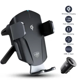 versatile Silver Vent Mount  Wireless Charger, Auto-Clamping, Compatible with Qi-Enabled Phones