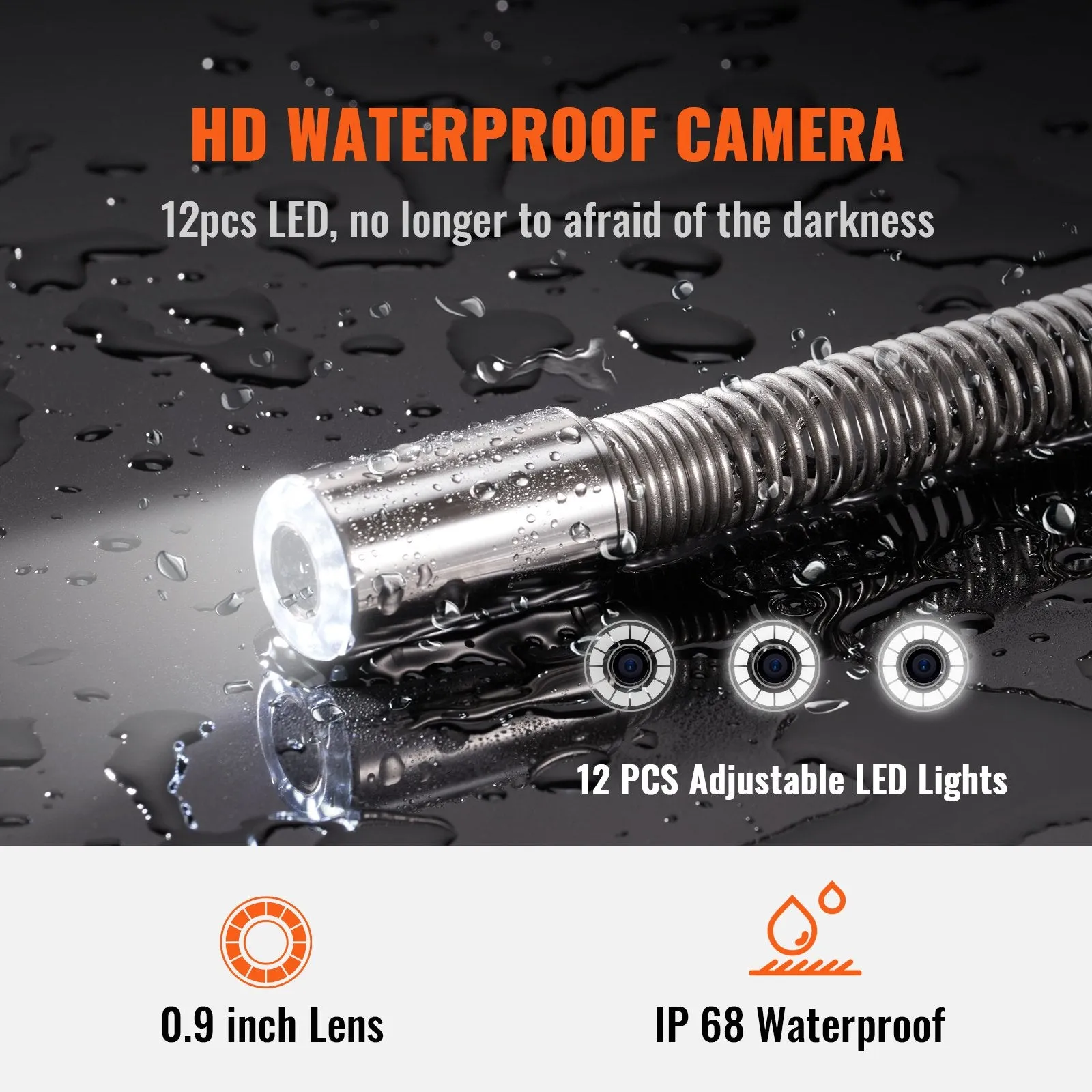 Vevor Sewer Camera 230' 70m Pipeline Inspection 9" Screen 16 GB SD Card New