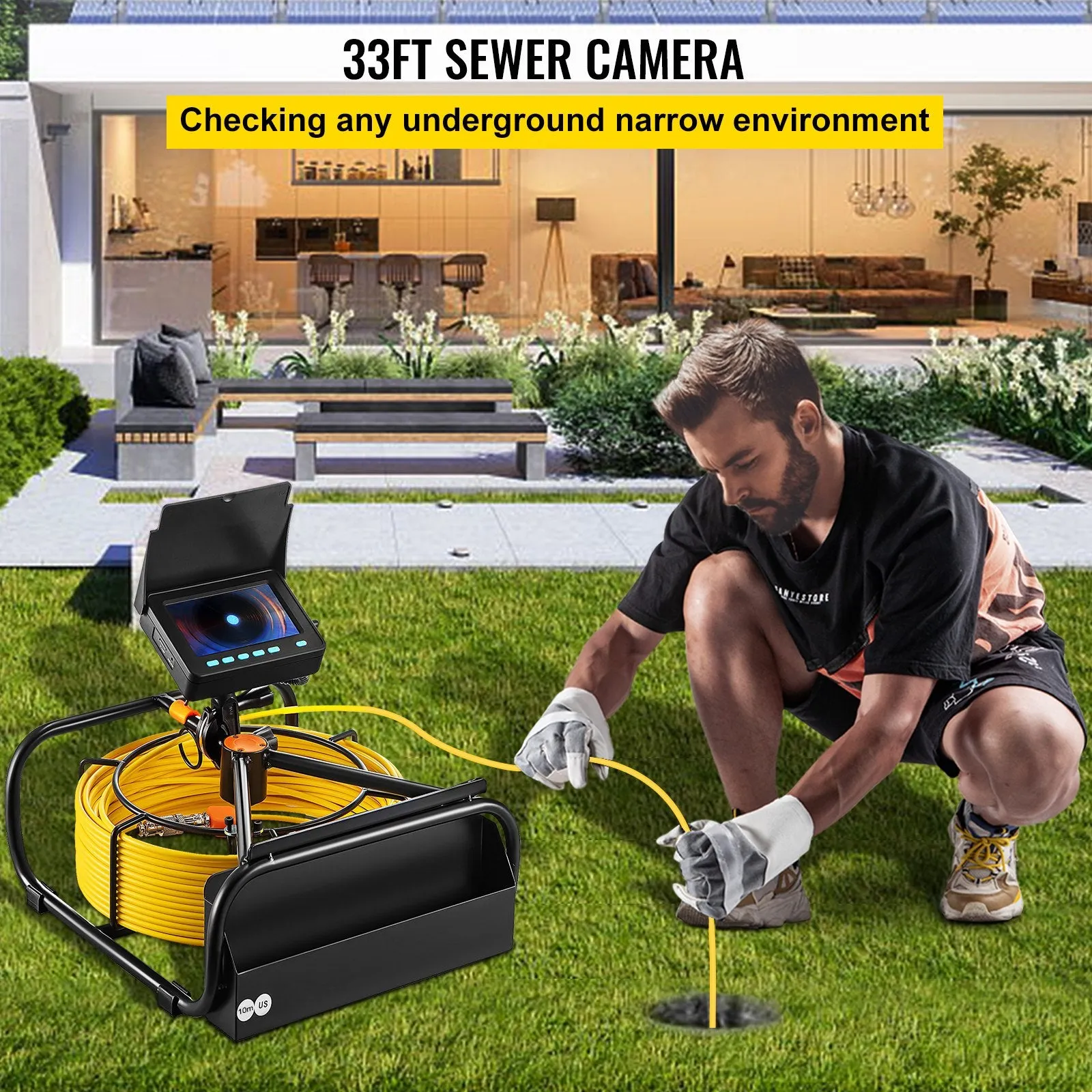 Vevor Sewer Camera 32.8' Cable Waterproof 4.3" Color LCD Display with DVR and 16GB SD Card New