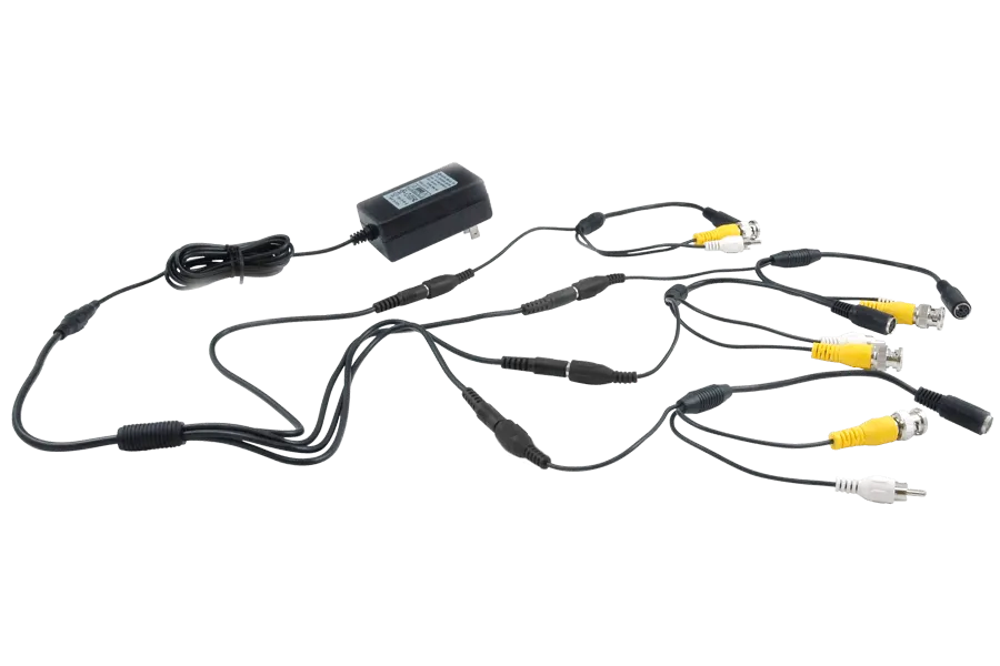 Video surveillance system installers kit-Cables connectors-Power supplies