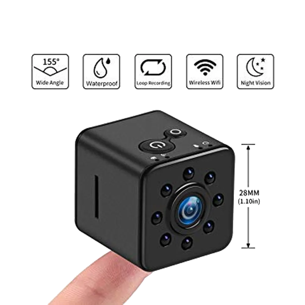 Waterproof Mini Cube Wi-Fi Camera with Night Vision & Wide Angle