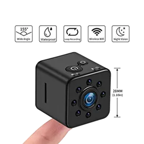Waterproof Mini Cube Wi-Fi Camera with Night Vision & Wide Angle