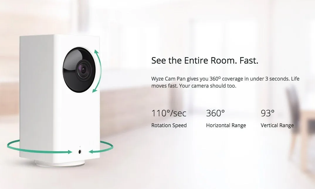 Wyze Cam Pan 1080p Pan/Tilt/Zoom Wi-Fi Indoor Smart Home Camera with Night Vision and 2-Way Audio, Compatible with Alexa
