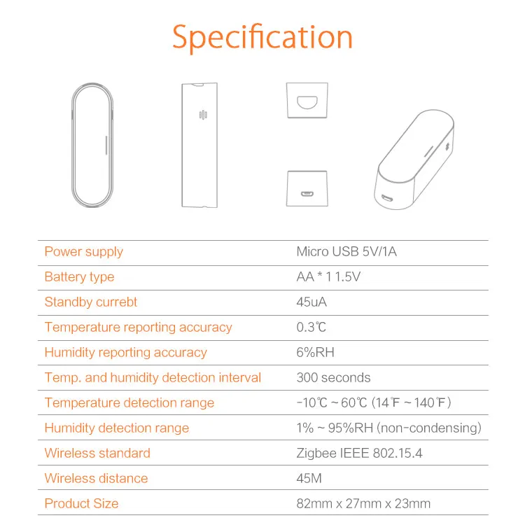 Zigbee Temp Humidity looks great AA battery or USB powered